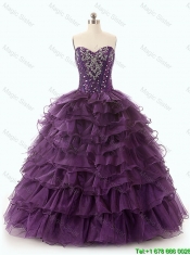 Beautiful Dark Purple Quinceanera Dresses with Ruffled Layers