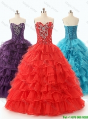 Beautiful Dark Purple Quinceanera Dresses with Ruffled Layers