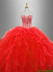 Beautiful Red Sweet 16 Dresses with Beading and Ruffles