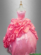 Beautiful Strapless Beaded Quinceanera Dresses in Coral Red