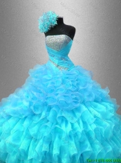 Beautiful Strapless Sequined Sweet 16 Gowns with Ruffles