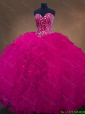 Beautiful Sweetheart Beaded Quinceanera Dresses in Hot Pink