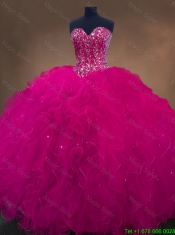 Beautiful Sweetheart Beaded Quinceanera Dresses in Hot Pink