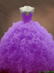 Beautiful Sweetheart Lilac Quinceanera Dresses with Beading and Ruffles