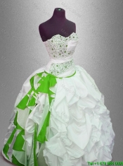 Discount Ball Gown Beaded Sweet 16 Gowns with Pick Ups