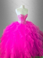 Discount Ball Gown Ruffles Sweet 16 Gowns with Beading