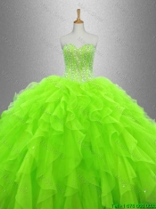 Discount Beaded and Ruffles Quinceanera Gowns in Organza