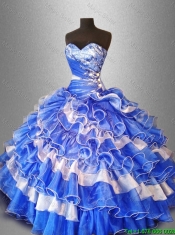 Discount Beaded and Ruffles Quinceanera Gowns in Organza
