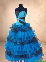 Discount Beaded Multi Color Quinceanera Gowns with Ruffled Layers