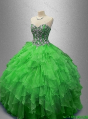 Discount Beaded Sweetheart Quinceanera Dresses in Green