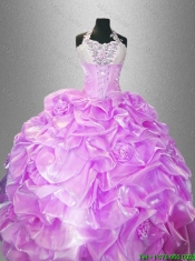 Discount Hand Made Flowers Quinceanera Dresses with Halter Top