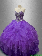Discount Purple Sweet 16 Gowns with Beading and Ruffles