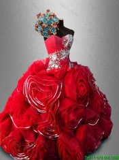 Discount Rolling Flowers and Beaded Sweet 16 Gowns in Red