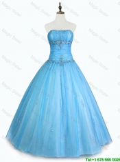 Discount Strapless Beaded Quinceanera Dresses with Floor Length