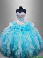 Discount Strapless Beading and Ruffles Quinceanera Gowns in Organza