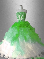 Discount Strapless Sweet 16 Dresses with Appliques and Ruffles