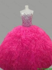 Discount Sweetheart Hot Pink Quinceanera Dresses with Beading and Ruffles