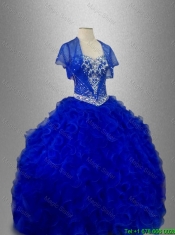 Discount Sweetheart Quinceanera Dresses with Beading and Ruffles in Blue