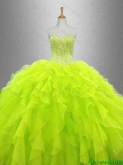 Yellow Green Discount Quinceanera Dresses with Ruffles