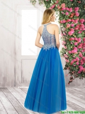 2016 Fashionable V Neck Floor Length Prom Dresses with Beading