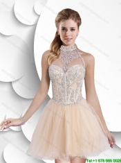 Beautiful A Line Halter Top Prom Dresses with Beading for 2016