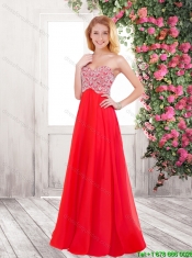 Beautiful Brush Train Beaded 2016 Prom Dresses in Red
