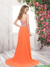 Beautiful Orange Prom Dresses with Sequins and Beading