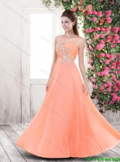 Best Selling Beaded Brush Train Prom Dresses in Orange