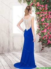 Classical Column Scoop Prom Dresses with Beading for 2016