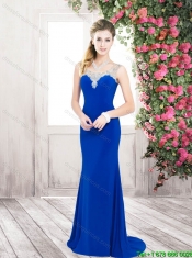 Classical Column Scoop Prom Dresses with Beading for 2016