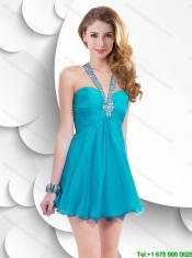 Criss Cross Classical Prom Gowns with Beading and Ruching