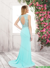 Discount Brush Train Appliques Prom Dresses in Rose Pink