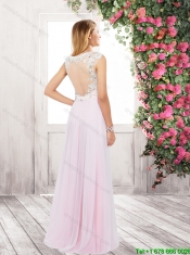 Elegant Beaded and Appliques Prom Dresses with Brush Train