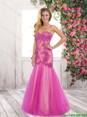 Elegant Mermaid Laced and Beaded Prom Dresses with Brush Train