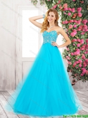 Elegant Sweetheart Lace Up Prom Dresses in Aqua Blue