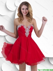 Exclusive Short Sweetheart Red Prom Gowns with Beading