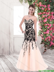 Fashionable Appliques Brush Train Prom Dresses in Multi Color