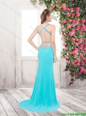 Inexpensive Brush Train Beaded Prom Dresses in White