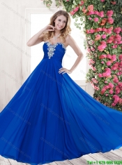 Latest Empire Sweetheart Beaded Prom Dresses with Brush Train