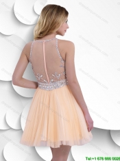 Most Popular Beaded Scoop Prom Dresses with Zipper Up
