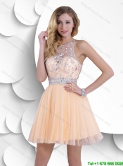 Most Popular Beaded Scoop Prom Dresses with Zipper Up