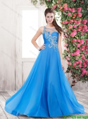 New Arrivals Scoop Beaded Prom Dresses with Brush Train