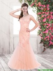 New Style Mermaid Bateau Laced Prom Dresses with Beading