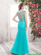 New Style Mermaid Bateau Laced Prom Dresses with Beading