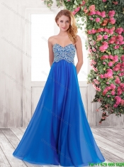 Popular Empire Sweetheart Beaded Prom Dresses with Brush Train
