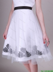 2016 A Line Strapless Appliques Prom Dresses with Belt