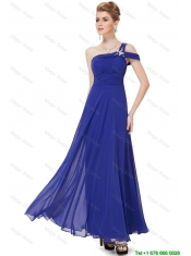 Beautiful Beaded One Shoulder Prom Dresses in Blue