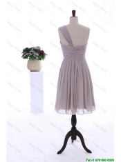 cheap 2015 Summer Empire One Shoulder Ruching Short Prom Dresses in Grey