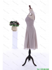 cheap 2015 Summer Empire One Shoulder Ruching Short Prom Dresses in Grey