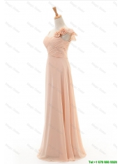 Cheap 2016 Autumn Empire Asymmetrical Prom Dresses with Hand Made Flowers